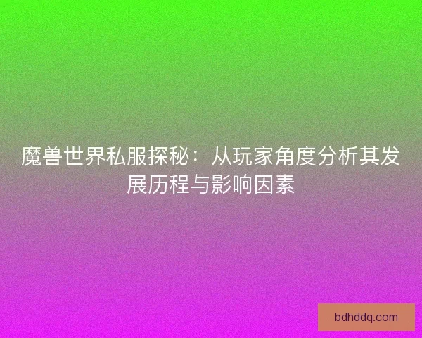 魔兽世界私服探秘：从玩家角度分析其发展历程与影响因素