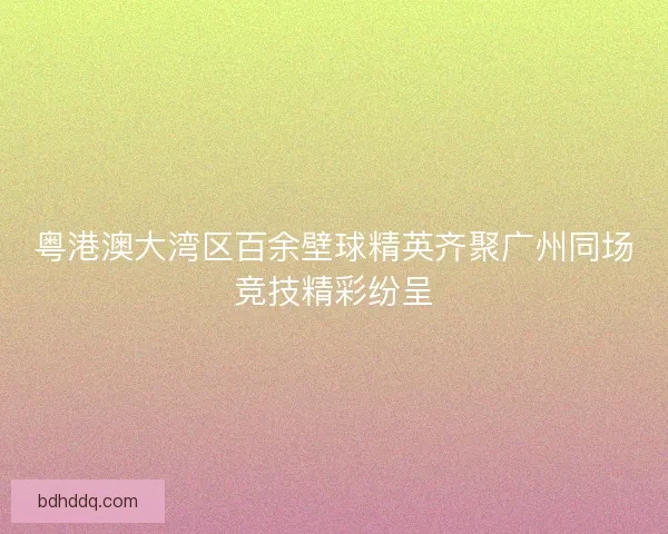 粤港澳大湾区百余壁球精英齐聚广州同场竞技精彩纷呈