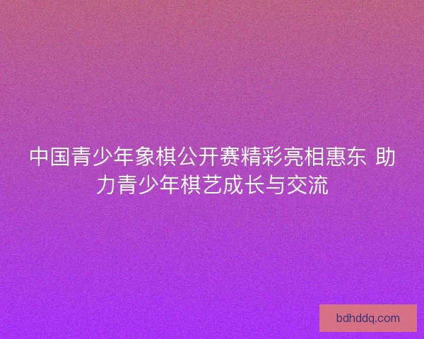 中国青少年象棋公开赛精彩亮相惠东 助力青少年棋艺成长与交流