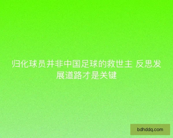 归化球员并非中国足球的救世主 反思发展道路才是关键